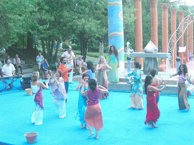 Sacred Dancers exibitind with damanhurian dresses